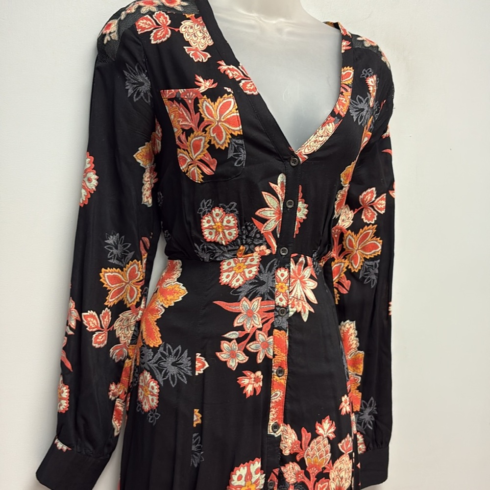 Free People MIRANDA Midi Dress in Black Combo Size 4 - Picture 5 of 13